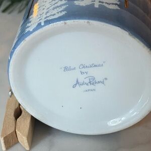 Andre Richard Vintage Blue Winter Scene Cup Designer Porcelain Snow Gold Trees